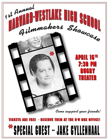 2004 festival poster designed by Kevin O'Malley with Jake Gyllenhaal's 7th grade Harvard-Westlake ID photo.